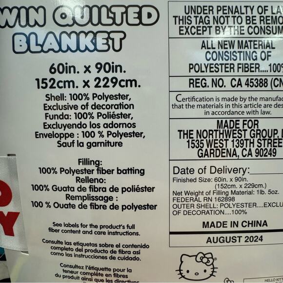 Hello Kitty Twin Blanket Quilt 60X90 Hello Kitty Rainbow Quilt Red - Picture 4 of 4